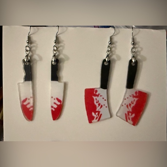 Jewelry - Halloween Horror Movie Spooky Knife and Cleaver Earrings